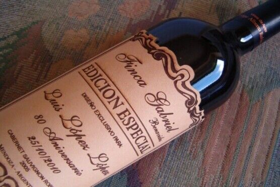 Vino Cabernet Sauvignon Roble Etiqueta de cuero Etiqueta de cuero personalizada
